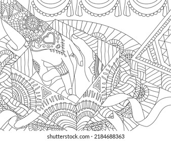 Give help as a gift black and white coloring book outline vector illustration