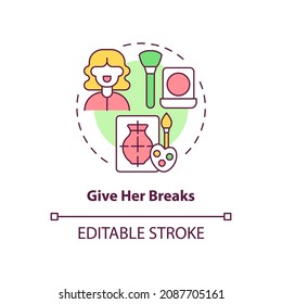 Give her breaks concept icon. Partner support during pregnancy abstract idea thin line illustration. Recovery from delivery. Provide break time. Vector isolated outline color drawing. Editable stroke