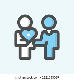  give icon, isolated Donation colored outline icon in light blue background, perfect for website, blog, logo, graphic design, social media, UI, mobile app