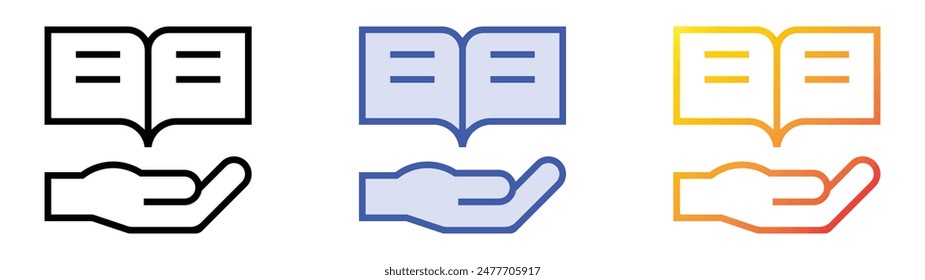 give icon. Linear, Blue Fill and Gradient Style Design Isolated On White Background