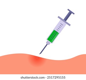 to give an injection into the body. painful injection.