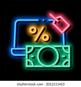 give laptop to pawnshop neon light sign vector. Glowing bright icon give laptop to pawnshop sign. transparent symbol illustration