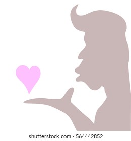 Give love, blow the lovely pink heart from the man. (Valentine's day)