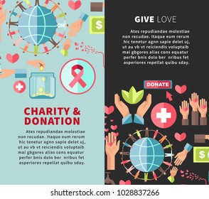 Give love charity and donation promotional vertical posters