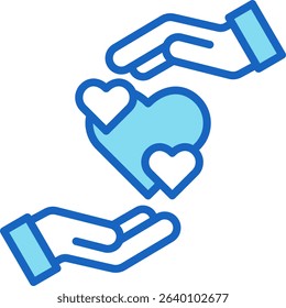 Give Love Icon Blue Vector Illustration