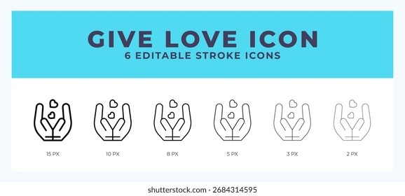 Dar um ícone de amor definido com traçado diferente. Elementos de design para o logotipo. Ilustração vetorial.