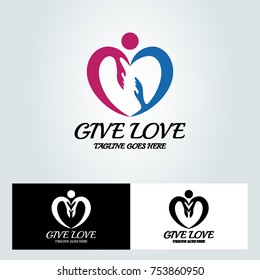 Give love logo design template. Vector illustration