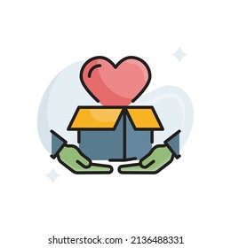 Give Love Vector Filled Outline Icon design illustration. EPS 10 File on White background