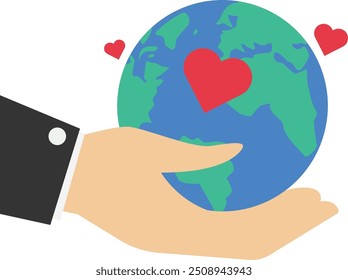 Give love to the world, Vector illustration in flat style

