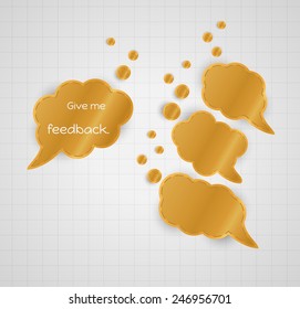 give me feedback speech bubble with empty bubbles as a symbol of answer or given feedback