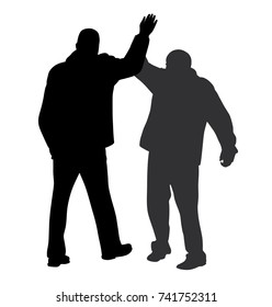 Give me five gesture between two successful businessmen 
