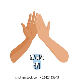 Give me five idea concept. Person touch hand of other person. Vector