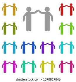 Give me five, two friends multi color icon. Simple glyph, flat vector of Friendship icons for UI and UX, website or mobile application