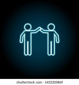 Give me five, two friends neon icon. Simple thin line, outline vector of Friendship icons for UI and UX, website or mobile application