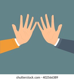 Give me five vector illustration flat design on green background.
