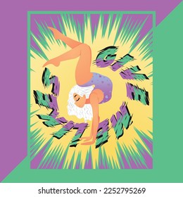 Give me likes poster with girl doing contortion handstand design