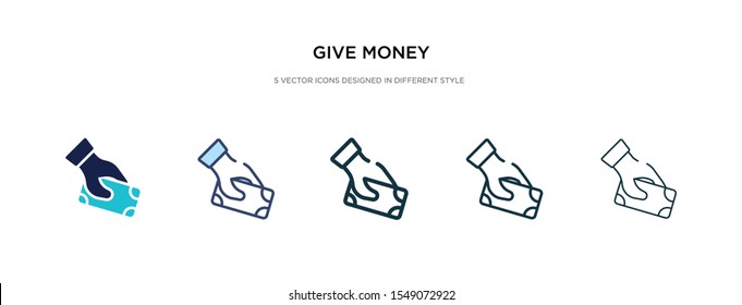 give money icon in different style vector illustration. two colored and black give money vector icons designed in filled, outline, line and stroke style can be used for web, mobile, ui