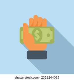 Give money icon flat vector. Work benefit. Payment bank