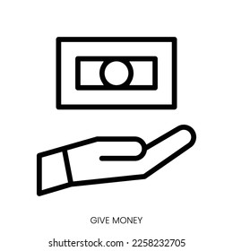 give money icon. Line Art Style Design Isolated On White Background
