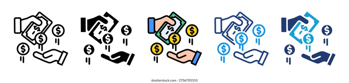 Dar Dinheiro Ícone Definir Vários Estilo Coleção Vetor Ilustração