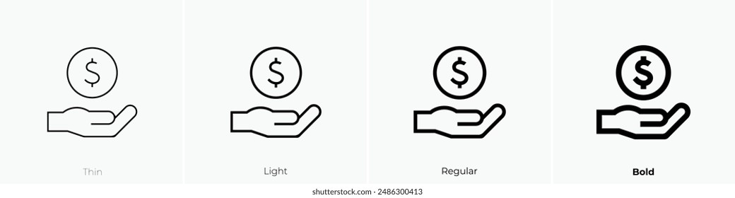 give money icon. Thin, Light Regular And Bold style design isolated on white background