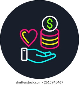 Give Money Line Multi Colour Circle