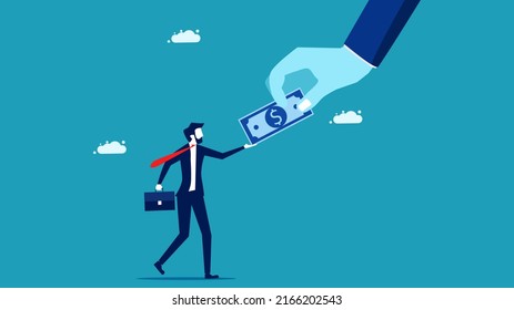 Give a money reward. Businessmen get paid. business concept vector 