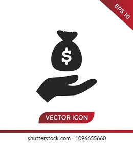 Give money sack icon vector