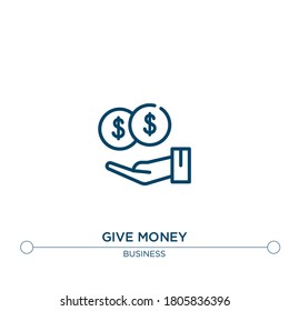 give money vector line icon. Simple element illustration. give money outline icon from business concept. Can be used for web and mobile
