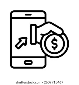 Give Online Money Line Vector Illustration On White Background.
