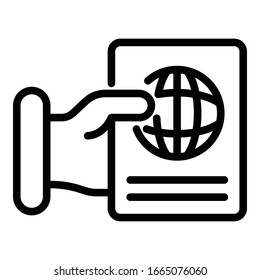 Give passport control icon. Outline give passport control vector icon for web design isolated on white background