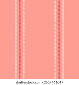 Dar textura de la Vertical del patrón, fondo inconsútil de la raya de moda. Vector de líneas de tela textil infantil en paleta de colores rojo y blanco.