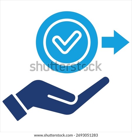 Give Permission Flat Blue Icon Vector Illustration