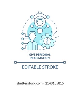 Give personal information turquoise concept icon. Before appointment with therapist abstract idea thin line illustration. Isolated outline drawing. Editable stroke. Arial, Myriad Pro-Bold fonts used