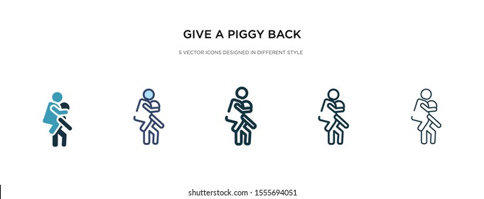 give a piggy back ride icon in different style vector illustration. two colored and black give a piggy back ride vector icons designed in filled, outline, line and stroke style can be used for web,