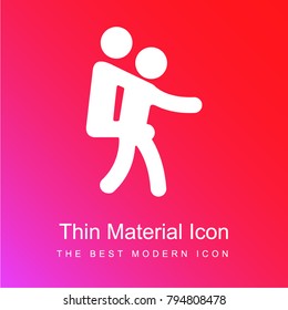 Give a piggy back ride red and pink gradient material white icon minimal design