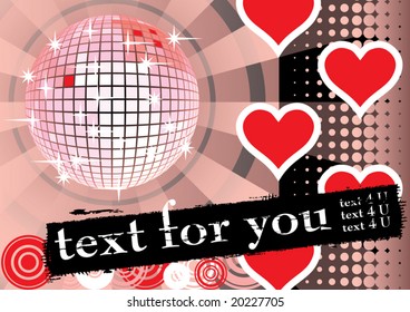 To give a pink lovers party. Card for you text. Vector illustration.