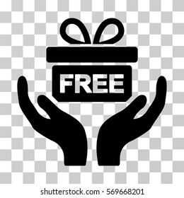 Give Present icon. Vector illustration style is flat iconic symbol, black color, transparent background. Designed for web and software interfaces.