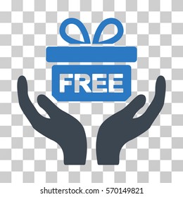 Give Present icon. Vector illustration style is flat iconic bicolor symbol, smooth blue colors, transparent background. Designed for web and software interfaces.