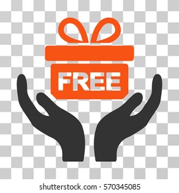 Give Present icon. Vector illustration style is flat iconic bicolor symbol, orange and gray colors, transparent background. Designed for web and software interfaces.