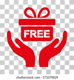 Give Present icon. Vector illustration style is flat iconic symbol, red color, transparent background. Designed for web and software interfaces.