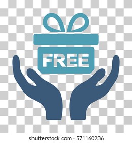 Give Present icon. Vector illustration style is flat iconic bicolor symbol, cyan and blue colors, transparent background. Designed for web and software interfaces.