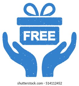 Give Present rubber seal stamp watermark. Icon vector symbol with grunge design and unclean texture. Scratched cobalt ink sign on a white background.