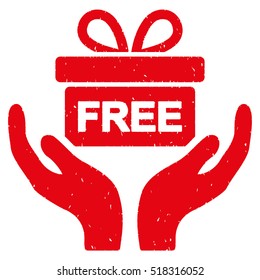 Give Present rubber seal stamp watermark. Icon vector symbol with grunge design and dust texture. Scratched red ink emblem on a white background.