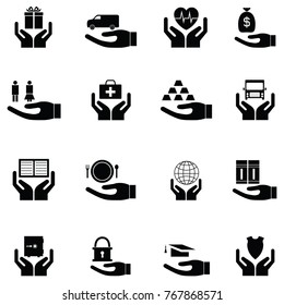 give and protect icon set