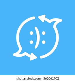 Give And Receive Feedback Icon On Blue Background. Discuss Icon Vector Illustration. 