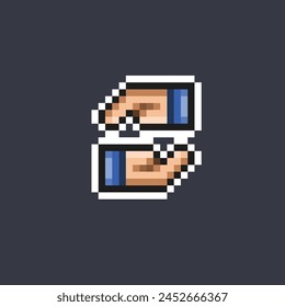 Hand geben und empfangen im Pixel Art Stil