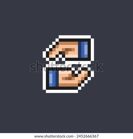 give and receive hand in pixel art style