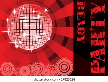 To give a red party. Card. Vector illustration.