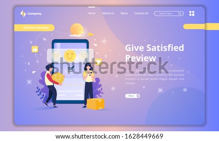 Give satisfied reviews for customer feedback concept on landing page